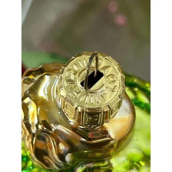 Vintage Fitz And Floyd Large 7 Inch Glass Christmas Ornament Snowman Horn Rck - Picture 11 of 11